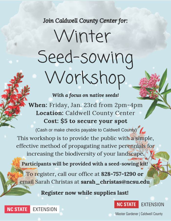 Blue Fler with flowers around border announcing workshop