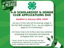4-H Scholarship & Honor Club applications due — Deadline January 30, 2026