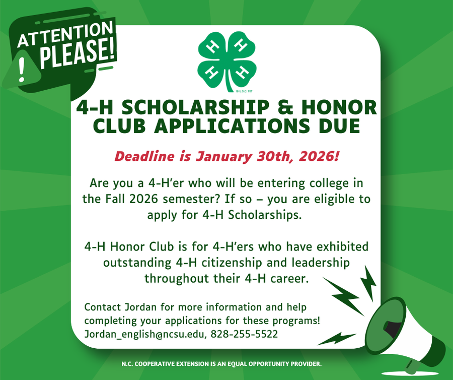 4-H Scholarship & Honor club Applications Due!