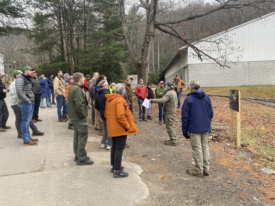 Group looking at stream bank repair