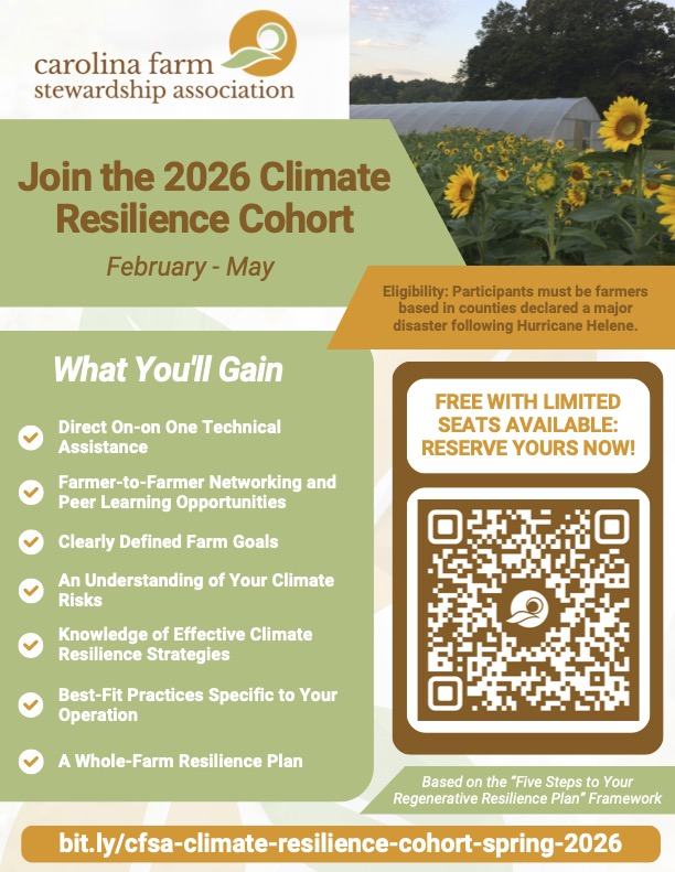Announcement for CFSA's Climate Resilience Cohort