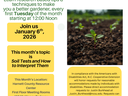 Lunch & Learn: NC State Extension Master Gardener, Jan 6, 2026. Topic: Soil Tests and How to Interpret Them