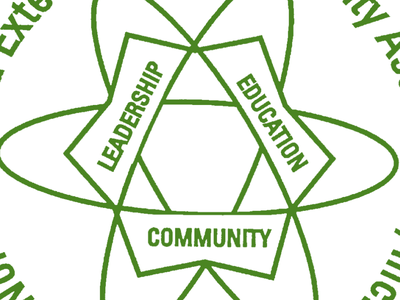 N.C. Extension & Community Association emblem with words LEADERSHIP, EDUCATION, COMMUNITY
