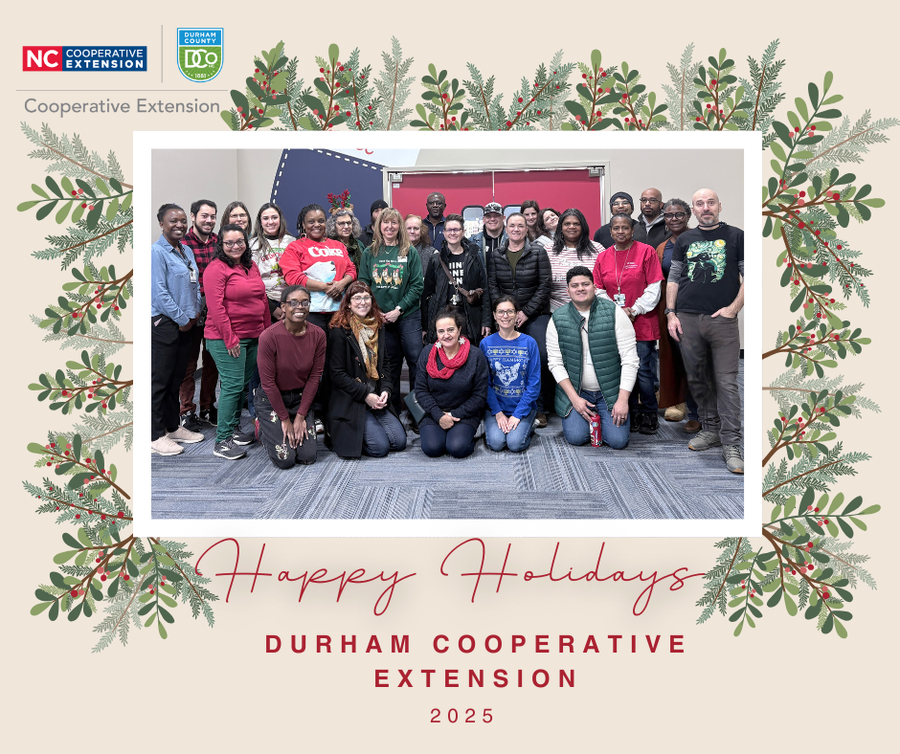 Durham Cooperative Extension Staff posing for a holiday picture