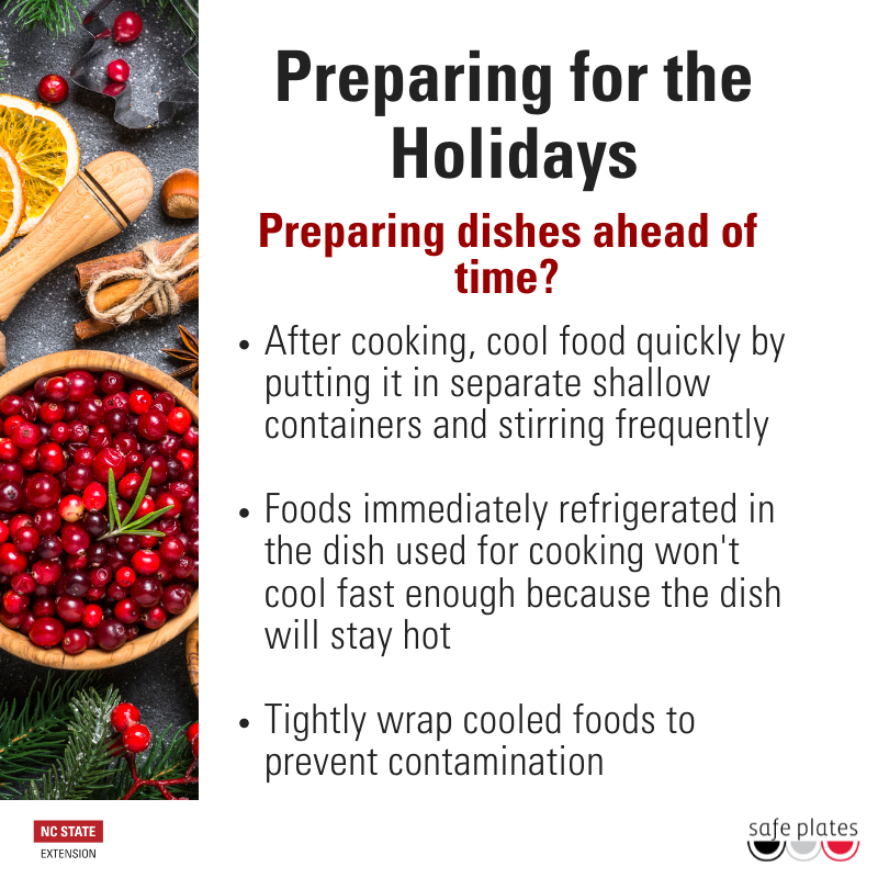 Preparing, cooling, storing cooked foods instructions and photo of a image of berries and baking supplies
