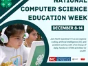 Children using laptops with 4‑H logo; text: National Computer Science Education Week, December 8–14