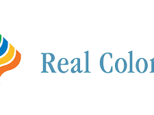 Multicolored wavy diamond logo left of text "Real Colors®"