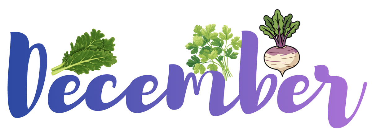 December with cilantro turnips and kale