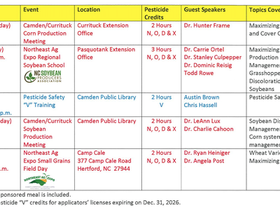 Schedule of Winter Agriculture Meetings