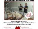 NC State University: Supervisory Training Workshop for Spanish-Speaking Workers; two men with a pig