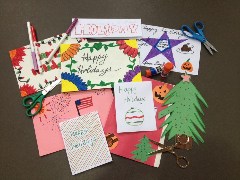 Hand made happy holiday cards.