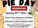 27th Annual Pie Day Celebration - January 23, 2026, Citizens Center's Auditorium in Lincolnton from 11am til 1pm.