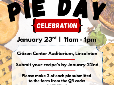 27th Annual Pie Day Celebration - January 23, 2026, Citizens Center's Auditorium in Lincolnton from 11am til 1pm.
