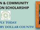 Extension & Community Association Scholarship: rolled dollar with cap and Apply Today text