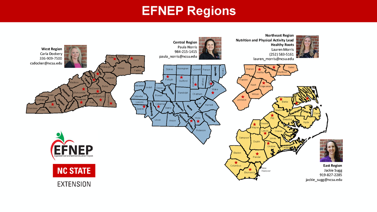 Map of regions across North Carolina