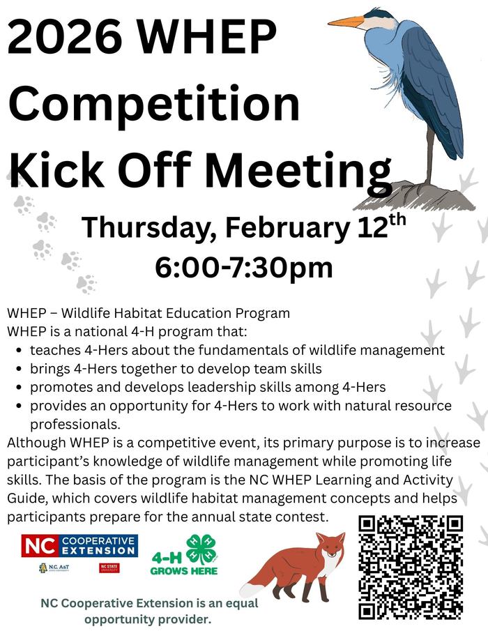 2026 WHEP Competition Kick Off Meeting — Thursday, February 12, 6:00–7:30pm