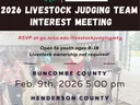 2026 Livestock Judging Team interest meeting, Buncombe Feb 9 5pm; Henderson Feb 11 5pm