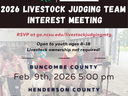 2026 Livestock Judging Team interest meeting, Buncombe Feb 9 5pm; Henderson Feb 11 5pm