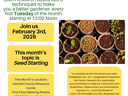 Lunch & Learn flyer: Seed Starting workshop Feb 3, 2026, Harnett County Resource Center