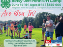 Camp info with image of kids playing field games