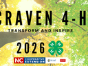 Banner Image of trees with yellow and green foliage looking from the ground up with text that says "Craven 4-H Transform and Inspire 2026" with the 4-H Logo and the N.C. Cooperative Extension Logo