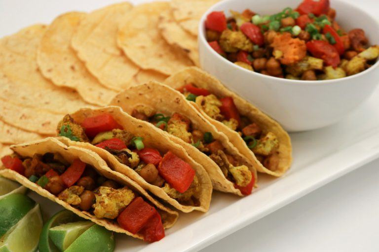 Curried Cauliflower and Chickpea Tacos