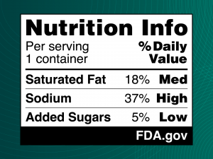 Nutrition Info: Per serving 1 container; Sat Fat 18% Med; Sodium 37% High; Added Sugars 5% Low
