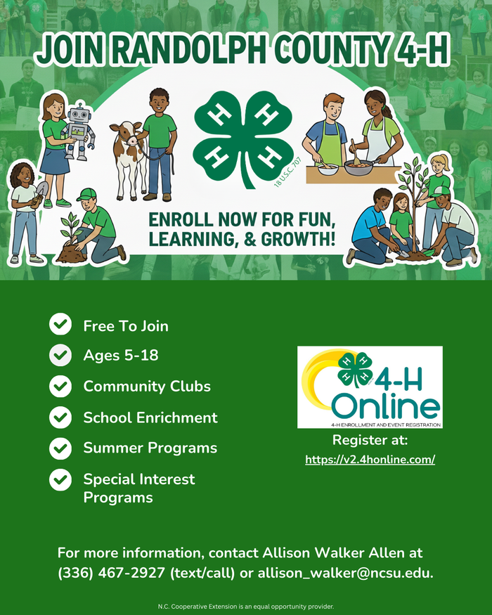 Join Randolph County 4-H Today! 