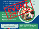 Youth STEM event flyer with large red "EVENT POSTPONED" stamp and "JOIN US" text