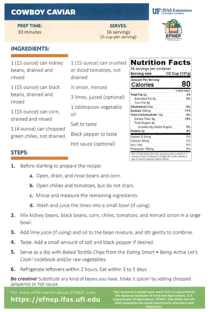 Recipe for Cowboy Caviar. 