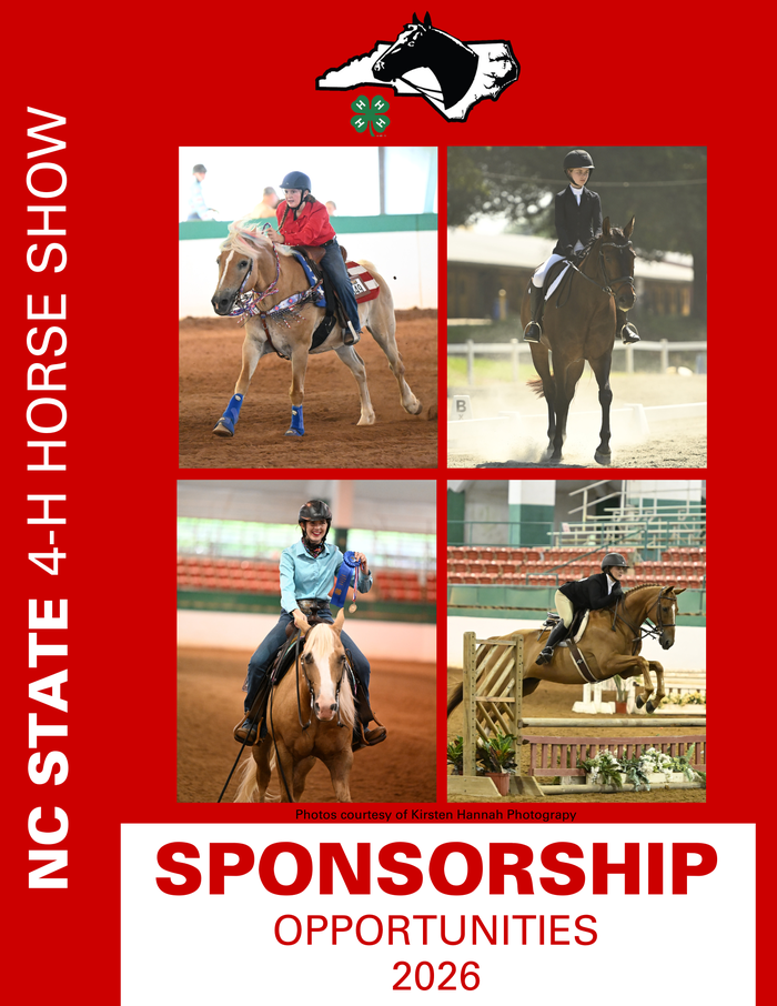 A collage of horse shows with the text "4-H Horse Show Sponsorship Opportunities 2026"