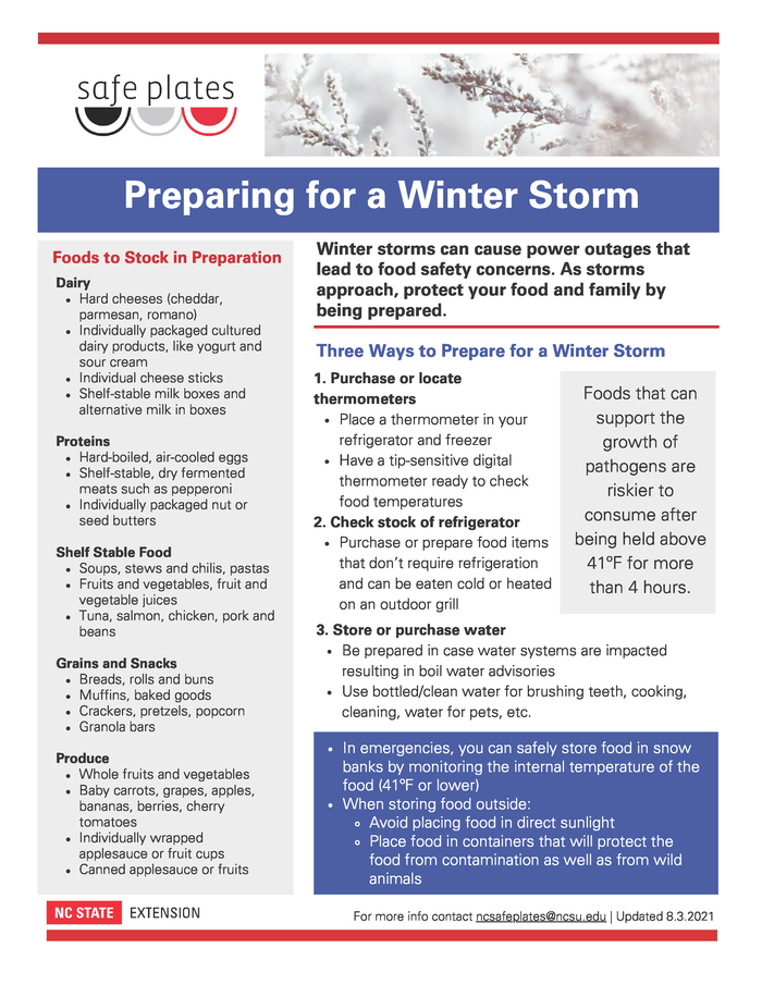 NC State Extension factsheet-Preparing for a Winter Storm