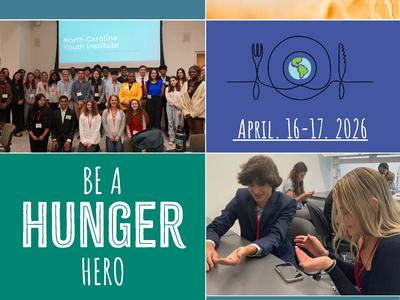 NC Youth Institute by NC State Extension. Be a Hunger Hero. April 16-17, 2026. Contact Liz Driscoll and Sarah Dinger, NC Youth Institute Coordinators. liz_driscoll@ncsu.edu. scdinge2@ncsu.edu. go.ncsu.edu/ncyi
