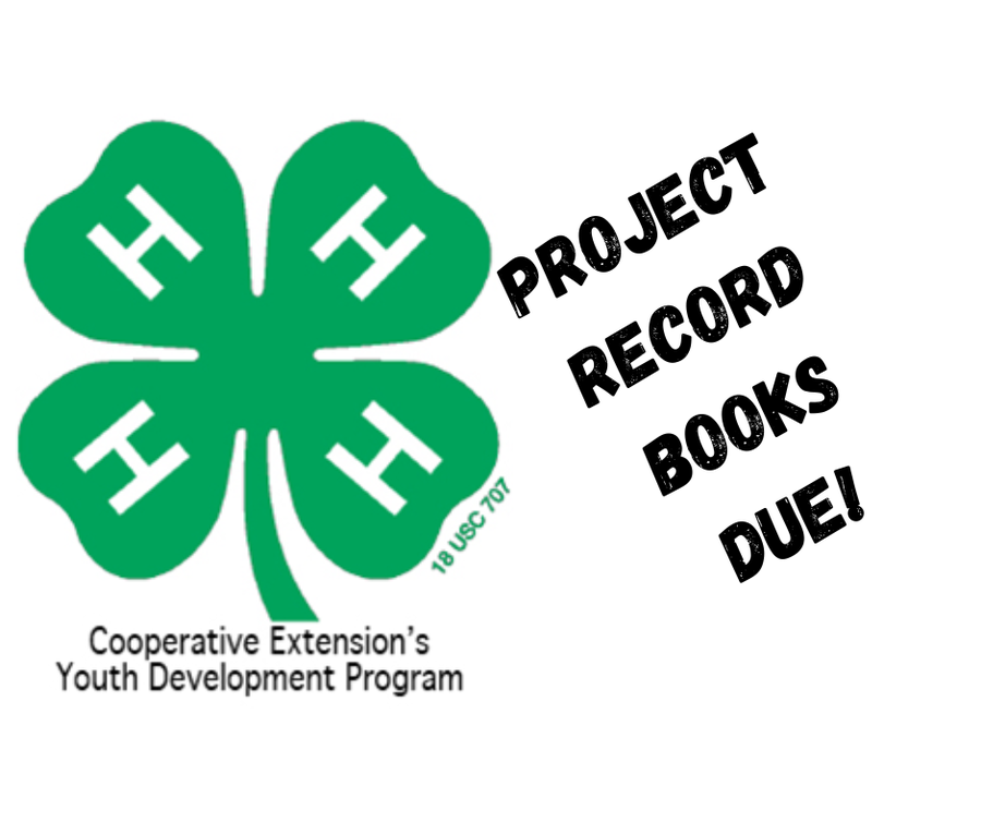 4-H Clover with wording Project Record Books Due