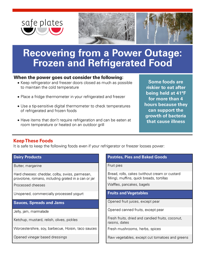 Recovering from a Power Outage: Frozen/Refrigerated Food NC State Extension factsheet page 1