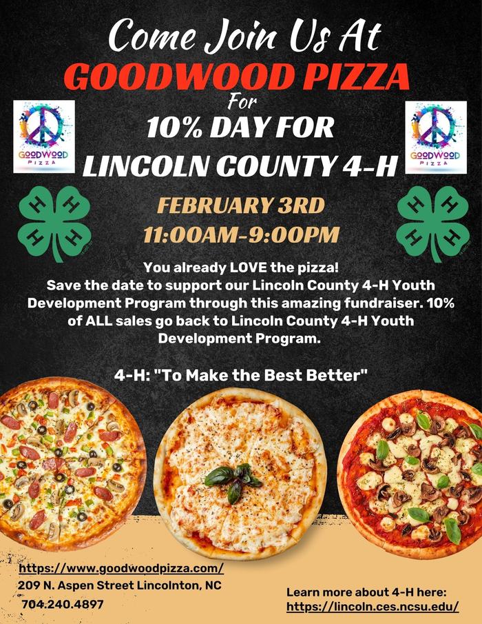 A flyer for the Goodwood Pizza fundraiser.