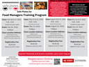 Safe Plates for Food Managers training program with class dates, exam dates, and registration info