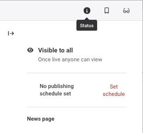 Screenshot of the Schedule tool in Wagtail