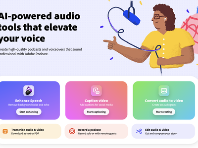 A screen grab from the Adobe Podcast website showing tools for content creators.