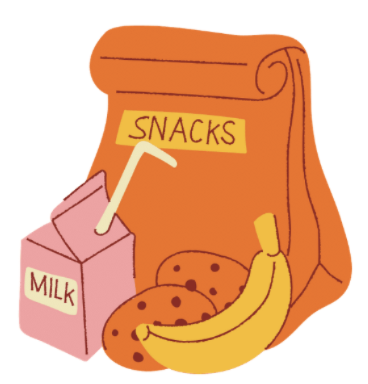 cartoon with milk cookies banana