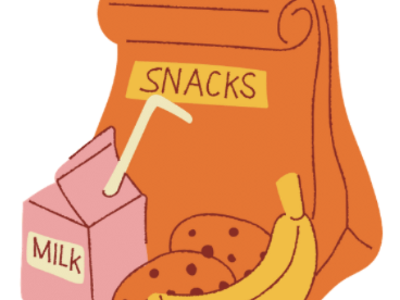 cartoon with milk cookies banana