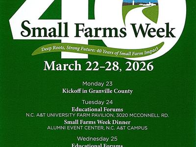 40 Small Farms Week, March 22–28, 2026 — NC Cooperative Extension