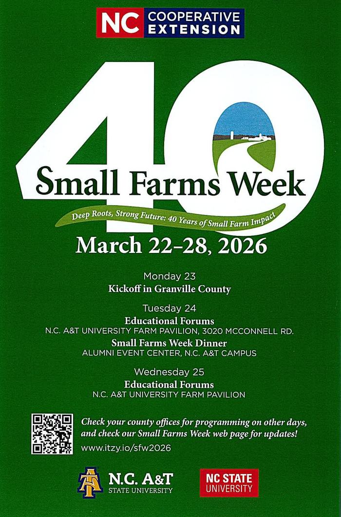 40 Small Farms Week, March 22–28, 2026 — NC Cooperative Extension
