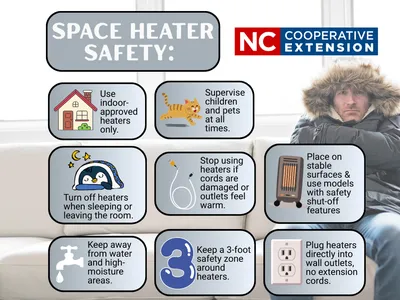 image reiterating space heater safety listed in article
