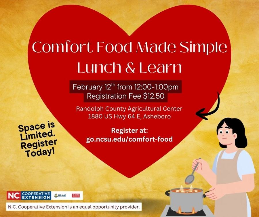 red heart against yellow background and woman stirring a pot of food