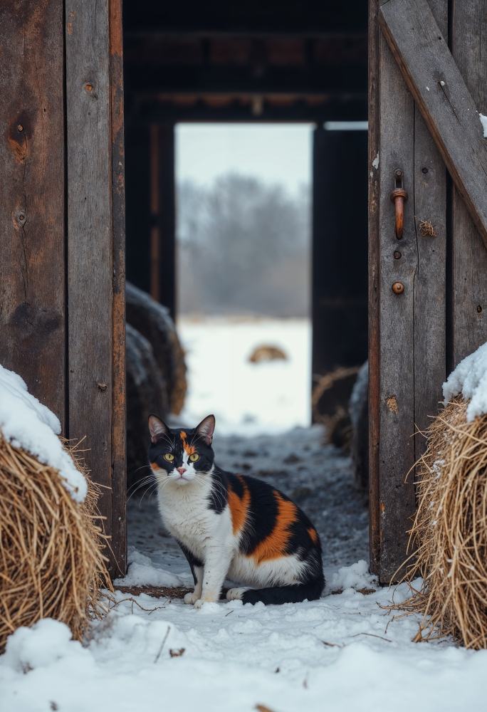 cat in a barn