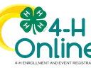Green four-leaf clover and "4-H Online" logo with text "4-H ENROLLMENT AND EVENT REGISTRATION"