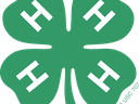 A green four-leaf clover with a white ‘H’ on each leaf, representing the 4-H youth organization’s emblem.