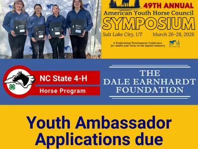Four youth holding binders; "Youth Ambassador Applications due February 23, 2026"
