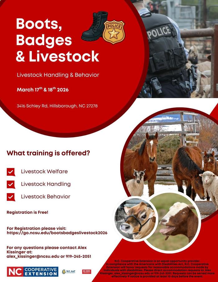 flier to promote the training for first responders on how to handle livestock situations when they arrive upon a scene.